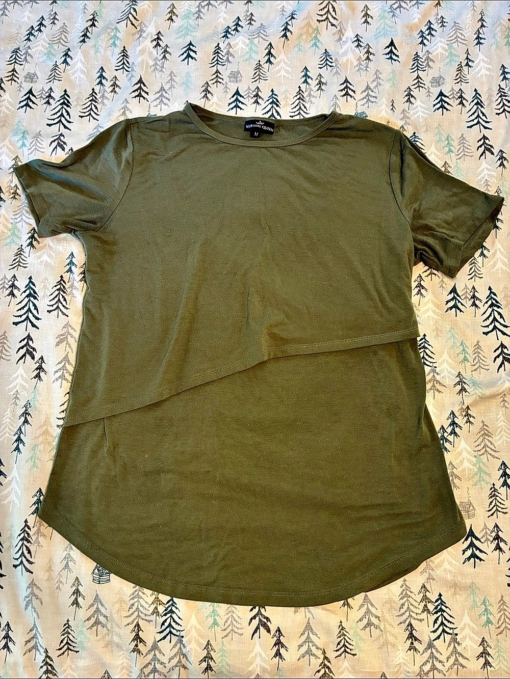 Nursing Queen Nursing Tee With Asymmetrical Flap Olive Medium